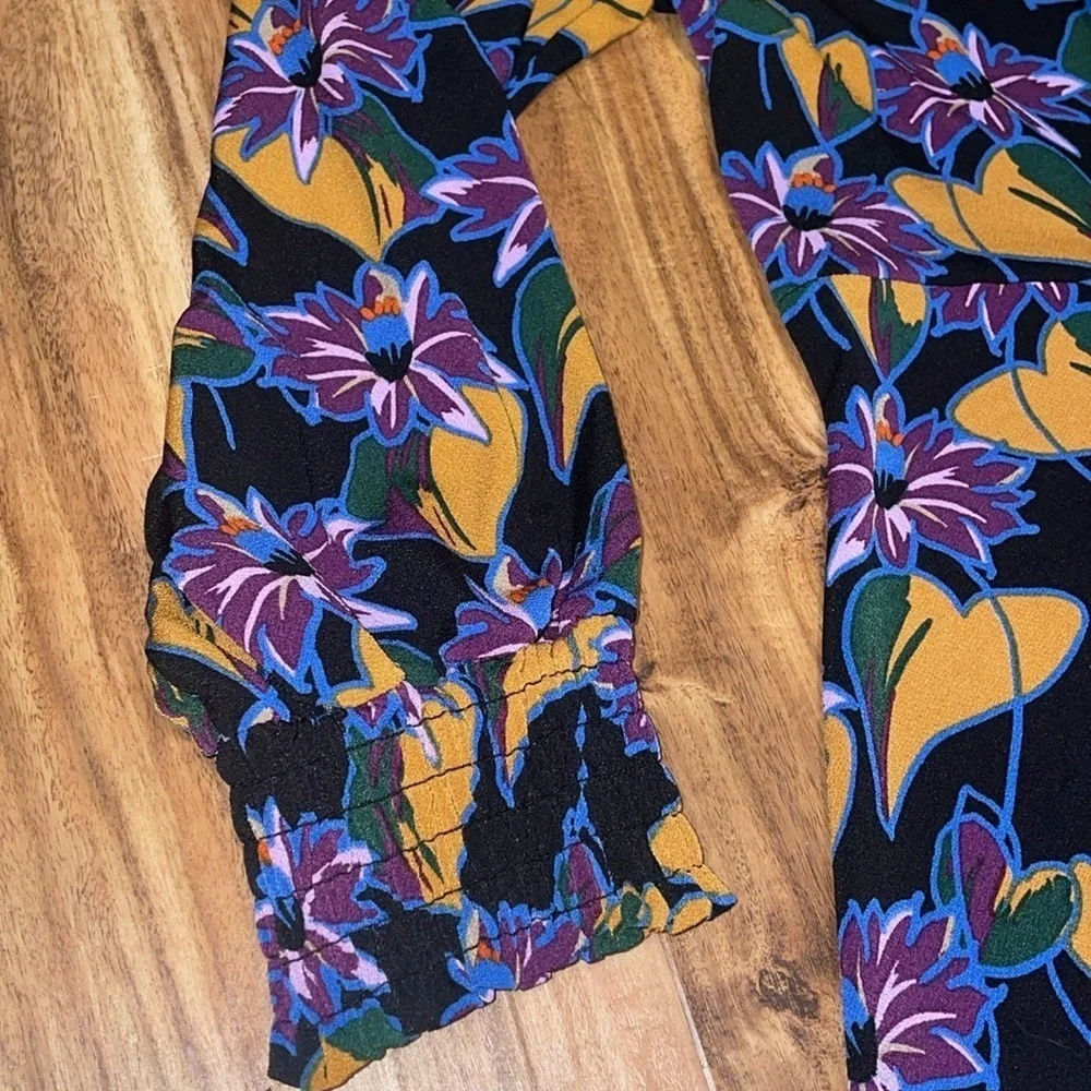 Adrianna Papell women dress 8 medium maxi midi long black floral pattern stretch
